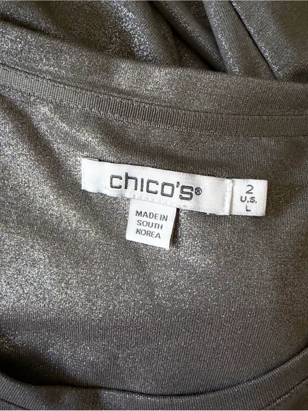 Chico’s Touch of Cool Foil Long Sleeve Layering Tee - Picture 5 of 8